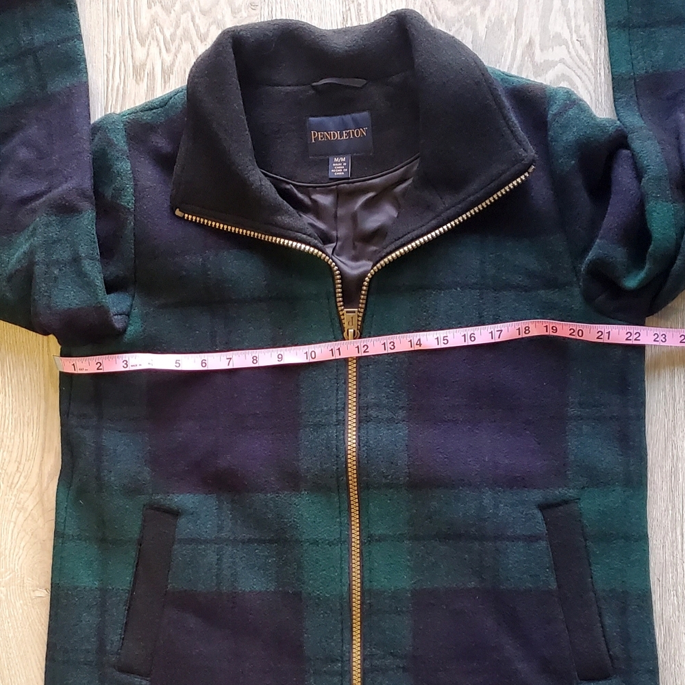 NEW Pendleton Women's Wool Blend Walker Topper Coat Green Blue Plaid - Picture 9 of 16